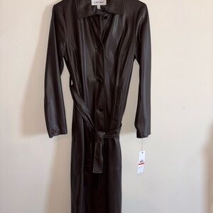 Calvin Klein Dark Brown Leather Trench Coat